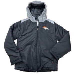 NFL Team Apparel Size L (10-12) Denver Broncos Coat Jacket Black Gray Youth